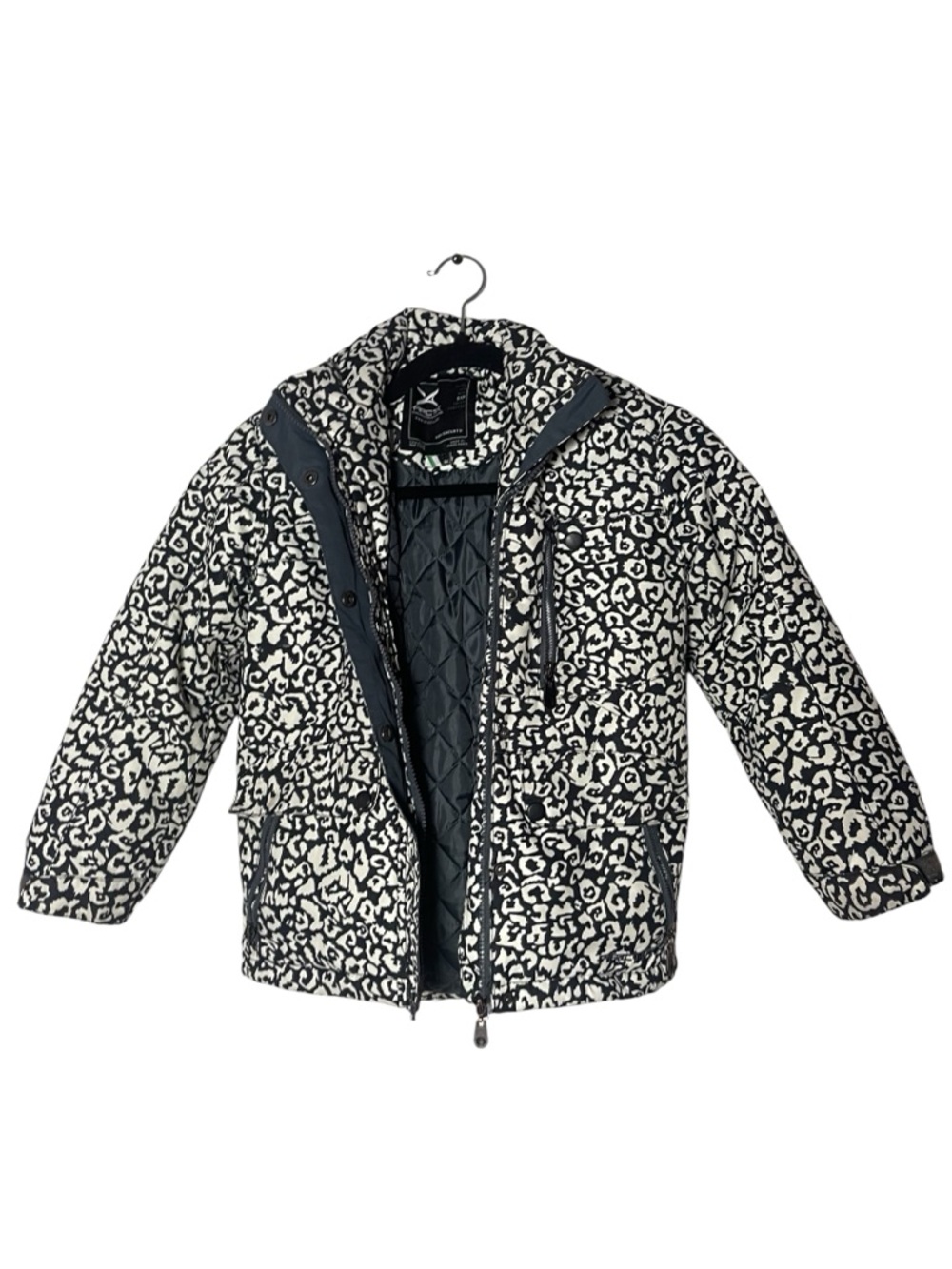 Arctix Girls Small Leopard Print Insulated Ski Jacket Winter Coat Black White